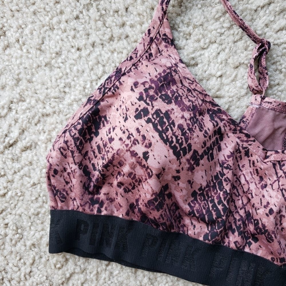 Pink VS Snakeskin Python Black Blush Sports Bra - Picture 7 of 8